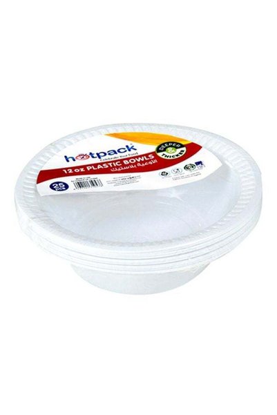 Generic Hotpack 25-Piece Disposable Plastic Bowls White