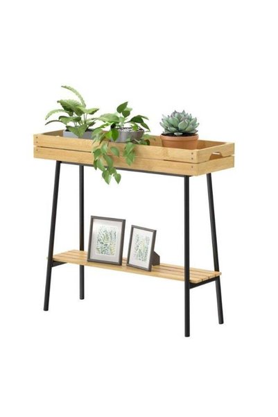 Generic Uptyia Bamboo Plant Stand Indoor, 2 Tier Wood Small Plant Table, Tall...