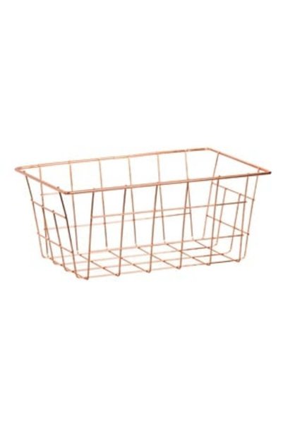 UNIC Coș de depozitare metalic Rose Gold 25x16x11cm