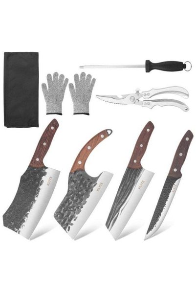 Generic KLYTE 8-Piece Kitchen Knife Set, Hand Forged Butcher Knives with Wood...