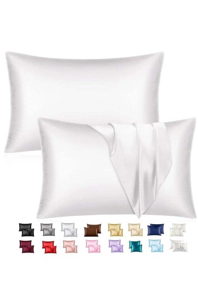 Generic MahMir® Silky Satin Pillowcase for Hair and Skin Queen - White Silk P...