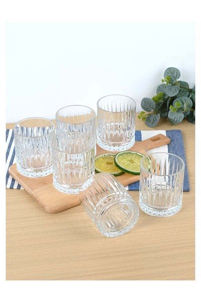 Generic Ollieroo Embossed Pattern Tumbler Glasses, Set of 6 370ml Drinking Gl...