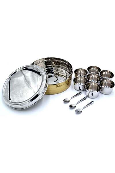 Generic Winsor Hammered Gold Finish Spice Box with 11 Compartments