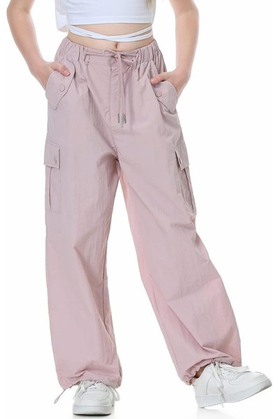 OtherMax Pantaloni Cargo Fete Lejeri Parachute Moderni Confortabili Roz 140cm...