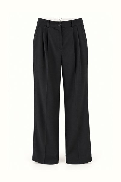 Sezgi Tekin Detay Black Pleated Palazzo Trousers