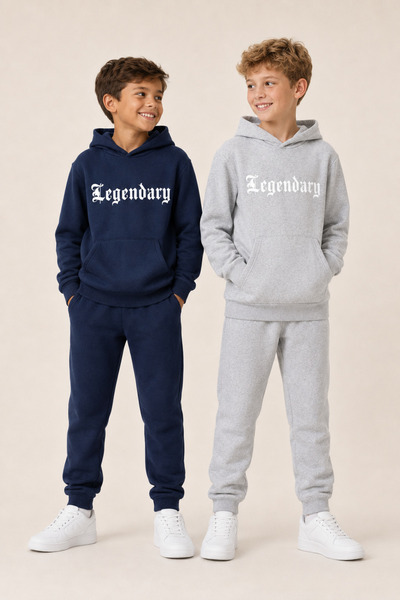 han elegant Σετ 2 τεμαχίων Παιδική φόρμα Unisex με κουκούλα και τσέπες καγκου...