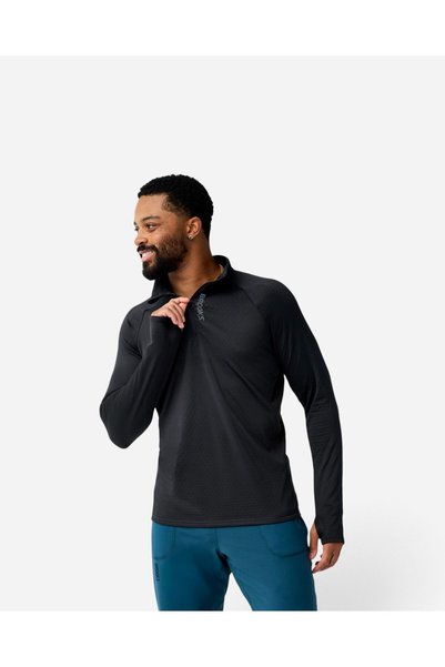 Brooks Momentum Thermal 1/2 Zip Erkek Siyah Uzun Kollu Tshirt 211617001