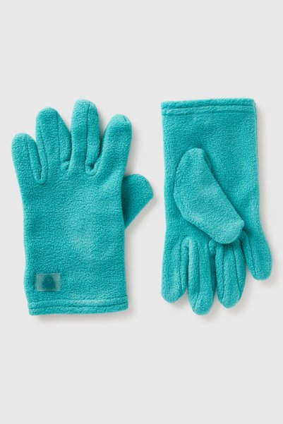 United Colors of Benetton Boy's turquoise logo detailed gloves