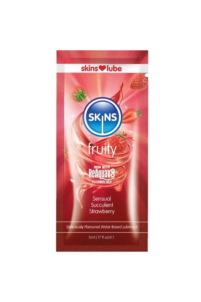Skins Φρουτώδες υδατοδιαλυτό λιπαντικό φράουλας, μονή δόση 5 ml