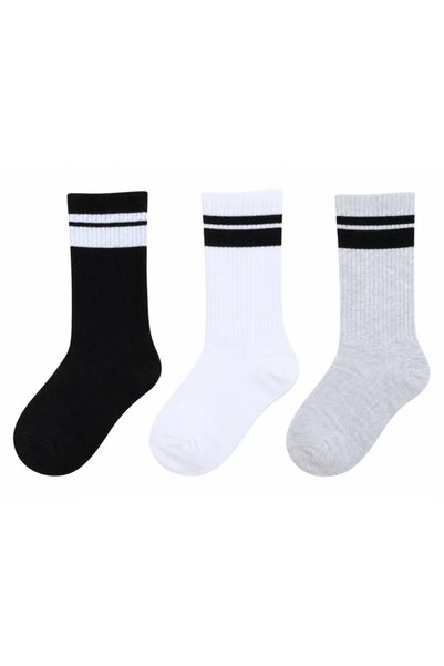 FixFame Al Ibrah Boys Striped Crew Socks 3 Pack - Soft Cotton Blend for Men |...