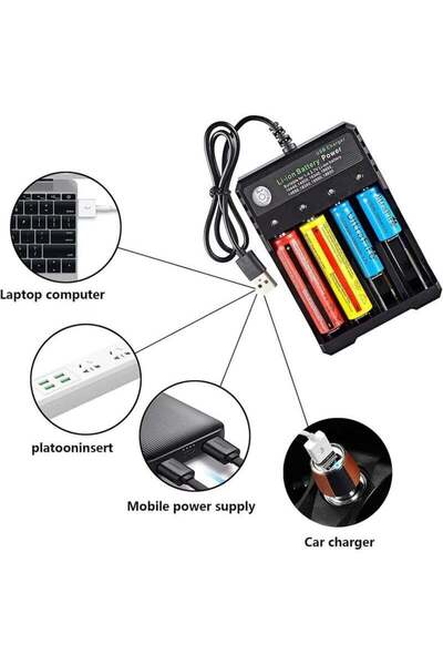 Generic robotgcc Rechargeable 18650 Battery Charger 4 Slot Li-ion Smart USB C...