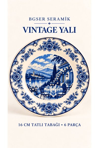 ers erbaşlar VINTAGE YALI 6 PARÇA LÜX TATLI TABAĞI SETİ