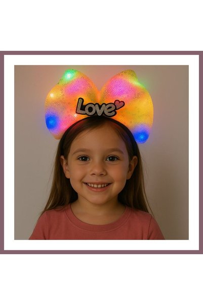 Generic Brand Led Lighted Love Written Yellow Bow Crown? Girl's Party Crown Bzss