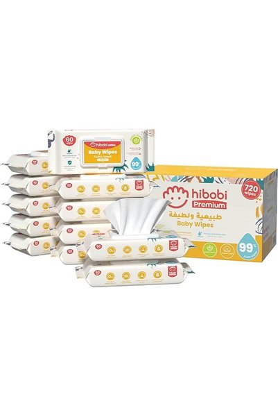H HIBOBI مناديل هيبوبي للأطفال - مناديل تنظيف فائقة اللطف بنسبة 99% ماء، 720 ...