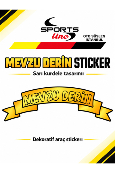 OTO SÜSLEN İSTANBUL Sassy Yellow Ribbon Design Car Window Sticker