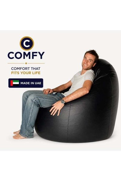 Generic COMFY BLACK LARGE PVC ADULT BEAN BAG WITH VIRGIN POLYSTYRENE FILLING