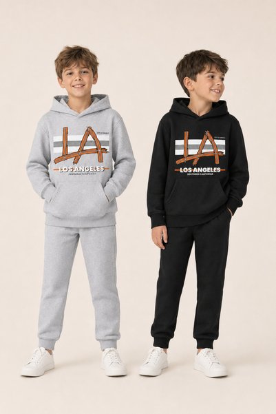 han elegant Σετ 2 τεμαχίων Μαύρο-Γκρι Παιδική φόρμα Unisex με στάμπα Los Ange...