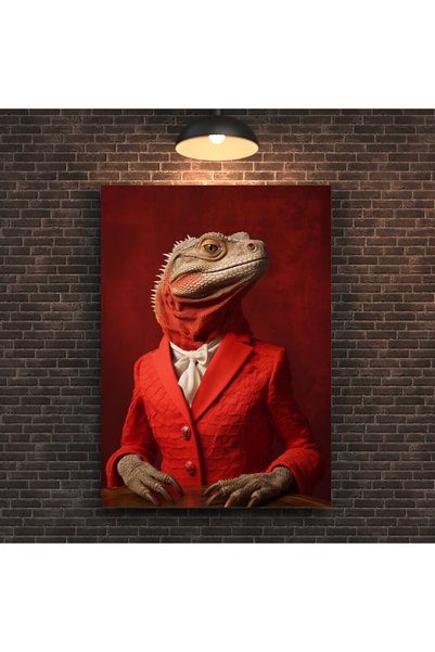 Sürreal İguana Portre Tablosu - Modern Salon Ve Ofis Kanvas Dekor