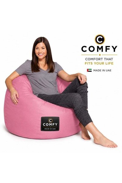 Generic COMFY CLASSIC PVC LEATHER BEAN BAG PINK ADULT