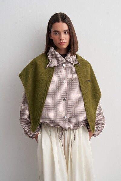 KADRİYE BAŞTÜRK Knitwear Plain Shawl Olive