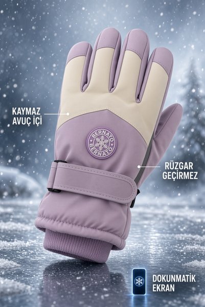 Bernato İTHAL Kadın Kışlık Termal Eldiven Dokunmatik Ekran Uyumlu Kaymaz Avuç...