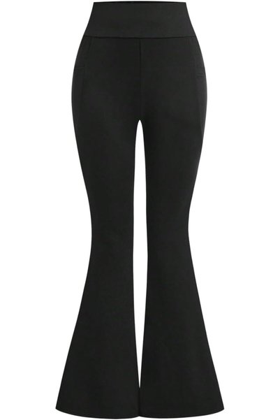 OtherMax Pantaloni Flared cu Talie Înaltă pentru Fete, Negri, 9 Ani