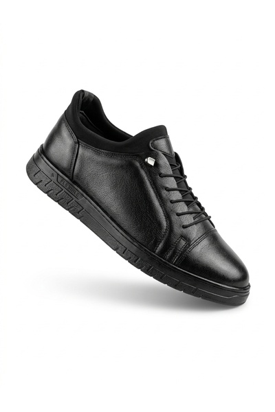 Elit Atc 8701 Black Genuine Leather Orthopedic Non-Slip Sole Winter Men's Shoes