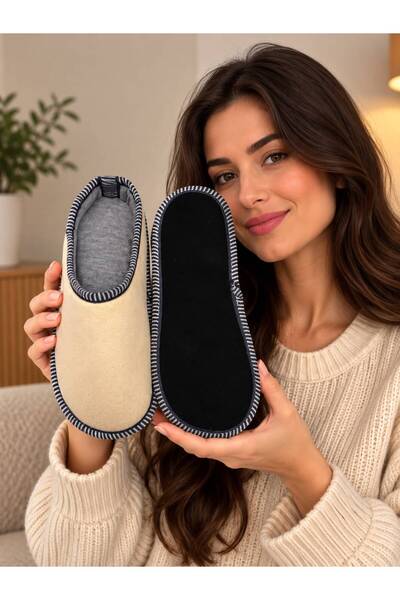 akix Women's Non-Slip Silent Insole Fur-Lined Home Slippers and Comfortable House Slippers