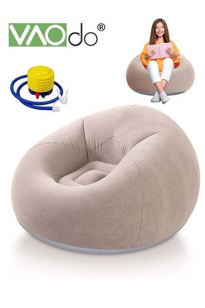 Generic VAOdo Inflatable Bean Bag Chair with Foot Pump, Flocking Lounge Sofa,...