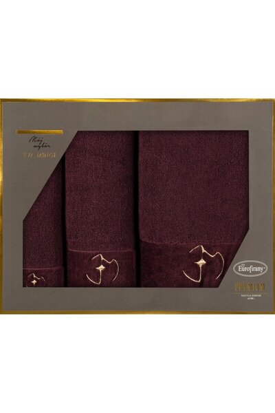 Eurofirany Set de 3 prosoape GAJA Eva Minge burgundy