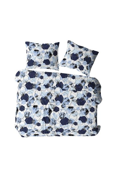 Karo Set de lenjerie de pat din seersucker 140x200 alb bleumarin geometric 16...