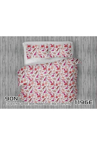 Karo Set de lenjerie de pat 90x120 1196E alb Dinozauri rosu roz amarant