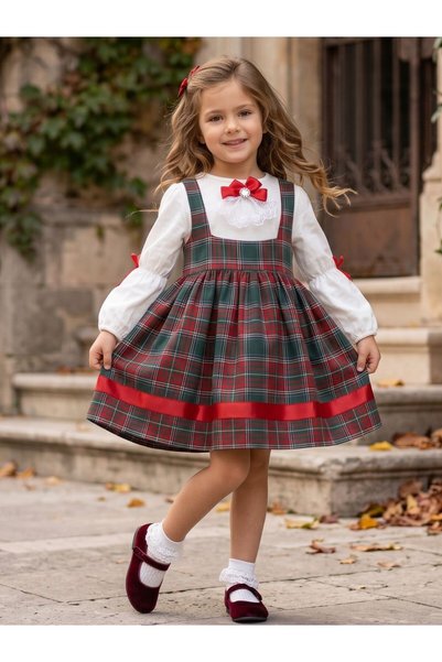 Cherrys Bebek روح العام الجديد: طقم جيليه منقوش مكون من قطعتين مع ياقة دانتيل...