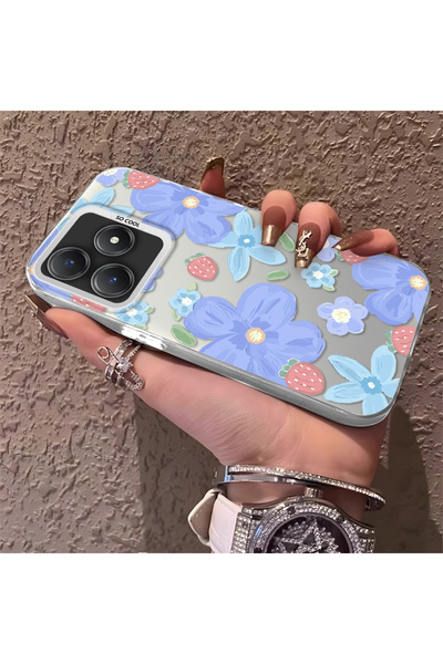 CHICASELUX حافظة مزخرفة بنمط زهرة الفراولة متوافقة مع Realme C63 4G/C61، واقي...