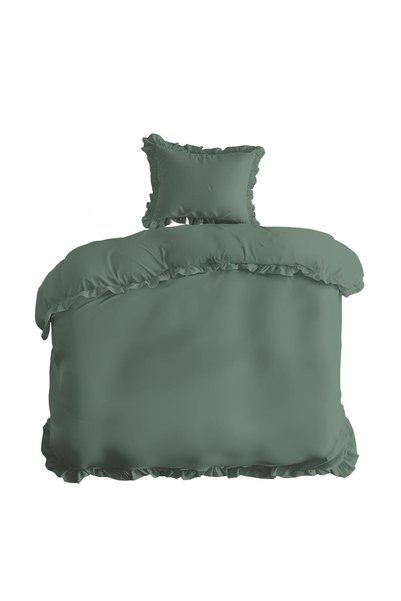 Detexpol Set lenjerie de pat, Detexpol, 140x200cm, bumbac, verde fistic, cu f...