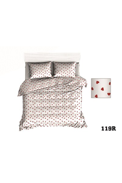Karo Set de lenjerie de pat 110x140 R119 alb rosu inimioare 314D