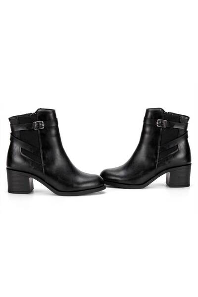 HCO SHOES 7 cm Heeled Round Toe Latik Buckle Detailed Non-Slip Sole Women's B...