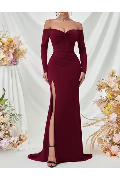 Evendi Long dress, Burgundy