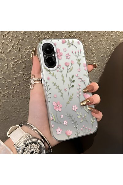 CHICASELUX Realme C67 4g Compatible Pink Branch Flower Case, Shockproof Silic...