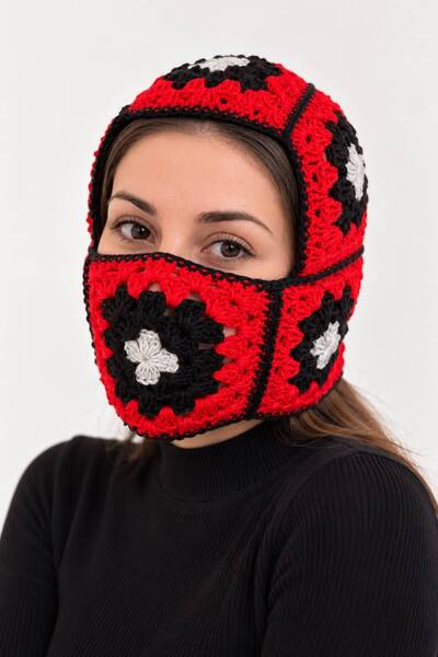 one depot only for quality life Women's Hand Knitted Balaclava Beanie Hat Nec...