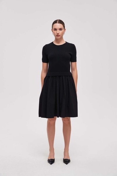 mica Short Sleeve Defined Waist Short Dress