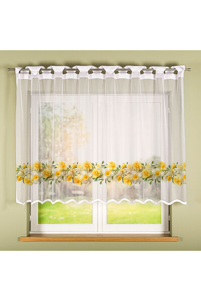 Markizeta Firanka ZONKILE, galben, 240x140 cm, cu motiv floral, gata de montaj