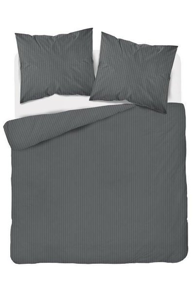 Detexpol Set lenjerie de pat Detexpol, 180x200cm, gri inchis, dungi 1cm, bumb...