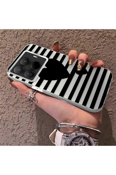 CHICASELUX Mi 15t Pro Compatible Striped Black Case, Shockproof Silicone, Sty...