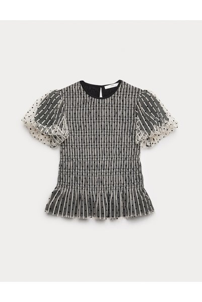 Marks & Spencer Puantiyeli Balon Kollu Bluz