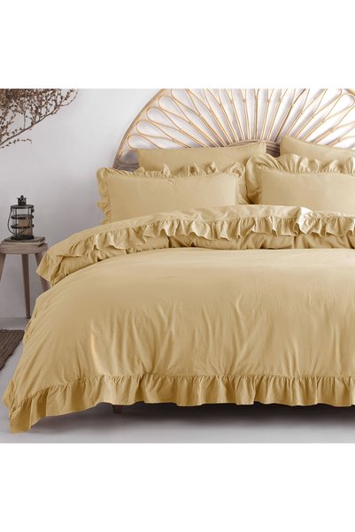Darymex Set de lenjerie de pat din bumbac 220x200 crem cu volane, o singura c...
