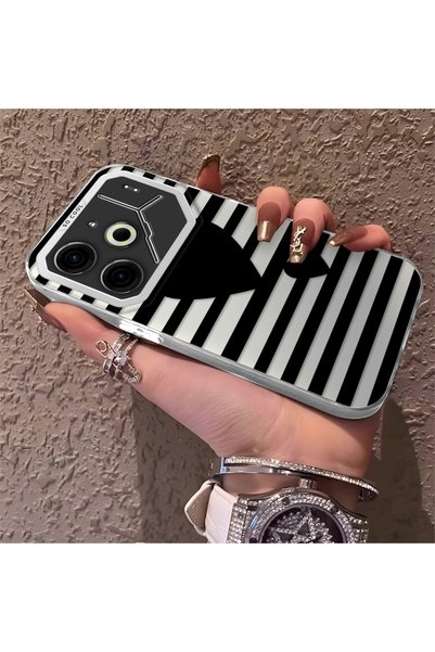CHICASELUX حافظة سوداء مخططة متوافقة مع هاتف Tecno Pova 6/Pova 6 Pro 5G، مصنو...