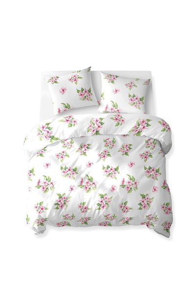 Detexpol Set de lenjerie de pat 220x200 alb cu flori roz – 5766 A – Cotton Bloom