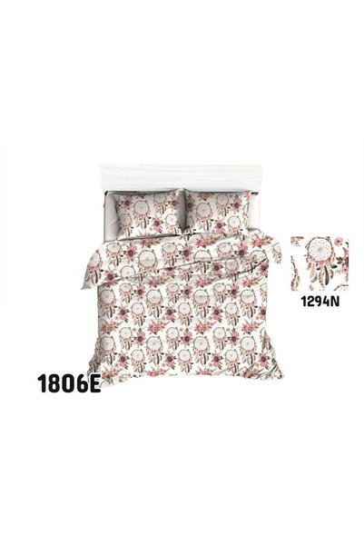 Karo Set de lenjerie de pat 140x200 1806E Dreamcatcher cu pene alb roz 1294N