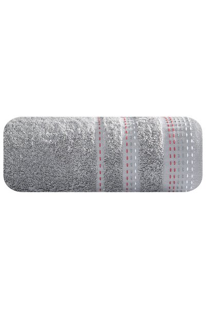 Eurofirany Prosop de baie Pola 50x90cm, 500g/m2, silver, bordura colorata